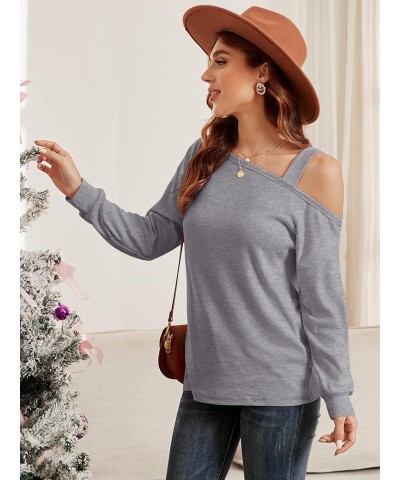 Women's Long Sleeve Tunic Tops Casual Cold Shoulder Blouse Shirts B4 Vg-gray $16.23 Blouses