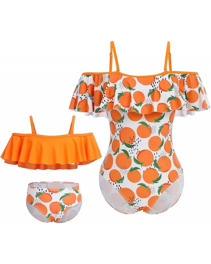 Mommy and Me Swimsuits Family Swimsuits Matching Set Girls Womens One Piece Swimsuits Cover up Swimwear Bathing Suits Orange ...