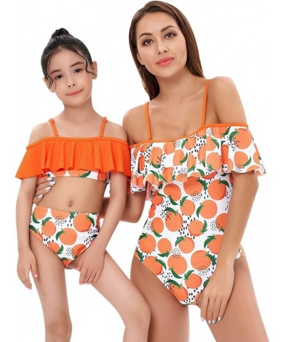 Mommy and Me Swimsuits Family Swimsuits Matching Set Girls Womens One Piece Swimsuits Cover up Swimwear Bathing Suits Orange ...