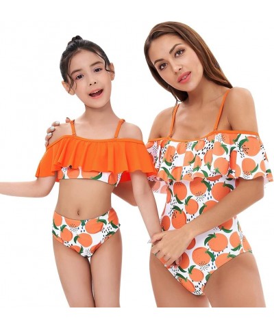 Mommy and Me Swimsuits Family Swimsuits Matching Set Girls Womens One Piece Swimsuits Cover up Swimwear Bathing Suits Orange ...