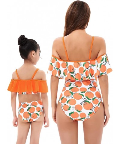 Mommy and Me Swimsuits Family Swimsuits Matching Set Girls Womens One Piece Swimsuits Cover up Swimwear Bathing Suits Orange ...