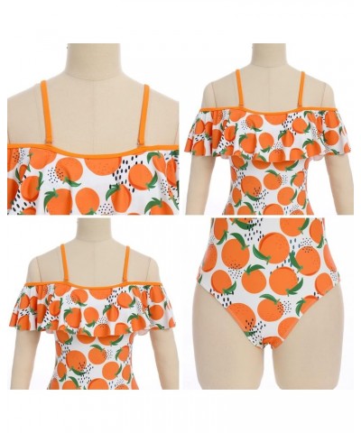 Mommy and Me Swimsuits Family Swimsuits Matching Set Girls Womens One Piece Swimsuits Cover up Swimwear Bathing Suits Orange ...