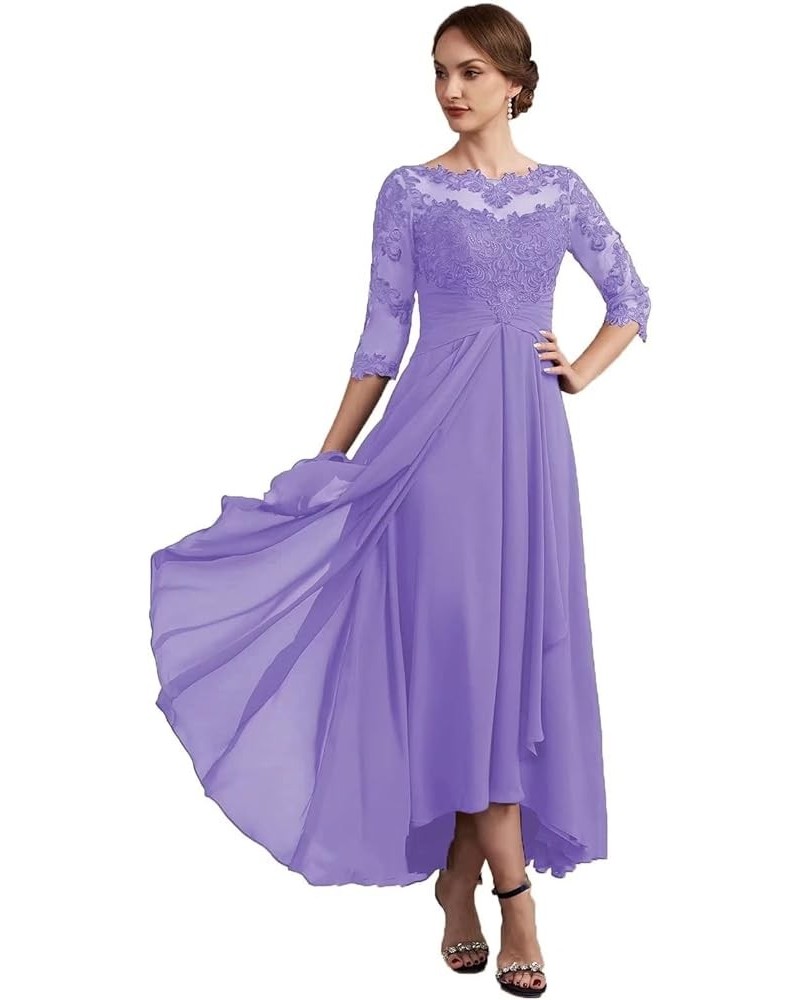 Women Long Floral Lace Chiffon Mother of Bride Dresses A-line Pleated Formal Party Evening Gown Lavender $40.14 Dresses