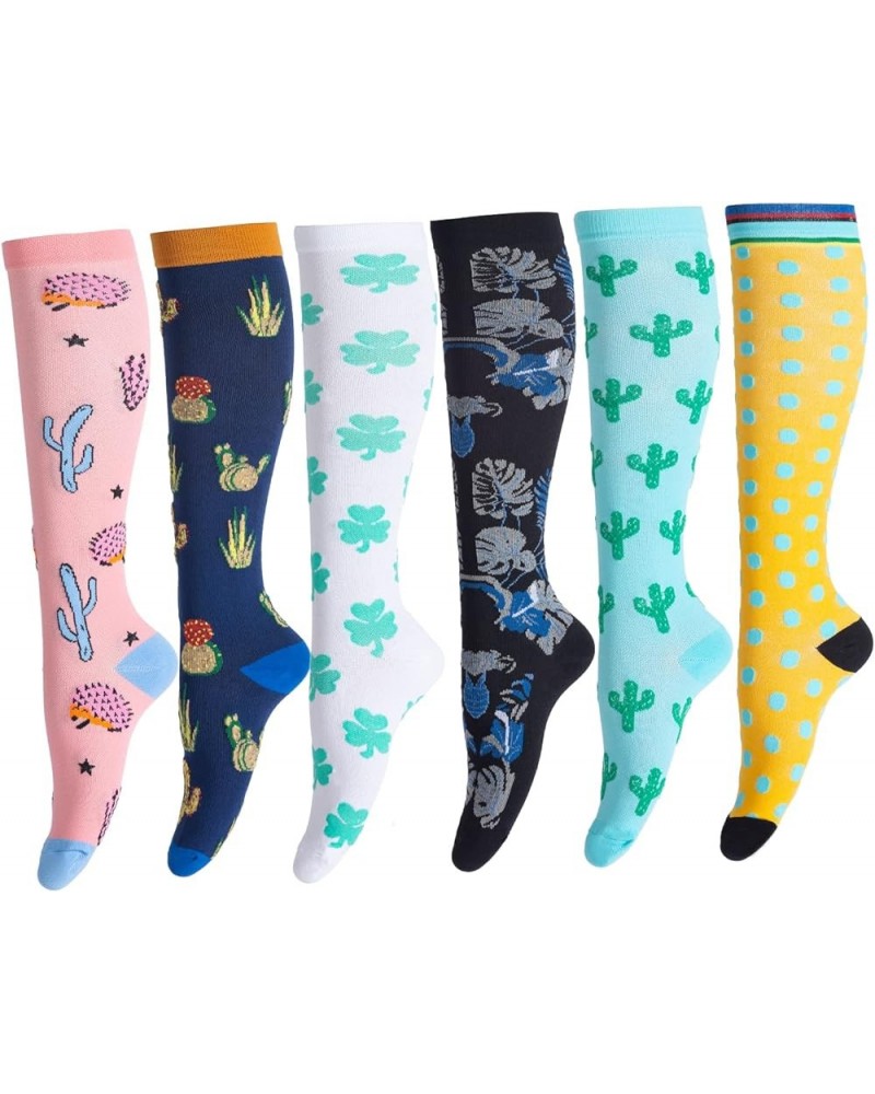 Cute Compression Socks for Women Circulation, Knee High Stockings Support for Nursing, Athletic, Cycling, Hiking, Running Pla...