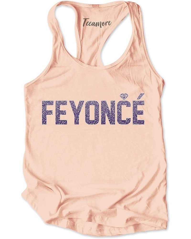 Feyonce Shirts for Womens Fiancee Tees Future Mrs Outfits Engagement Womens Racer Tank - Peach $9.68 T-Shirts