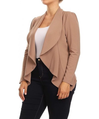 Women's Womens Lightweight Classic Draped Open Front Blazer with Plus Size Mbl00198 Mocha $14.53 Blazers