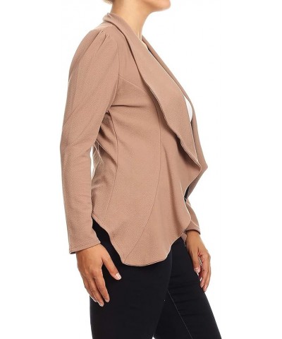 Women's Womens Lightweight Classic Draped Open Front Blazer with Plus Size Mbl00198 Mocha $14.53 Blazers