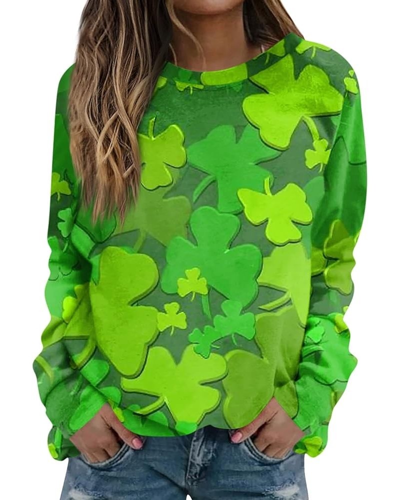 St Patrick's Day Sweatshirt Women Shamrock Crewneck Long Sleeve Shirt Casual Pullover Loose Clover St Patricks Day Sweatshirt...