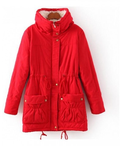 Women's Plus Size Winter Coats Faux Fur Lined Quilted Jackets Fashion Winter Parka Red $19.55 Coats