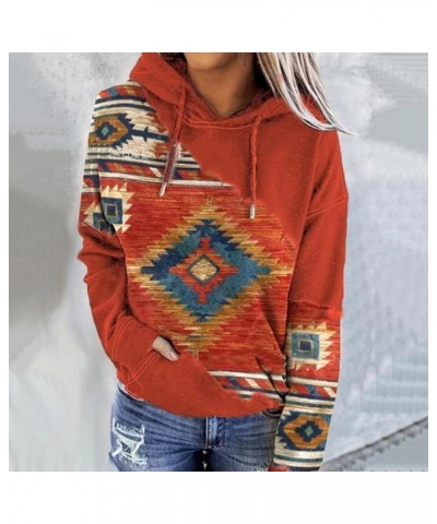 Fashion Sweatshirts For Women 2023 Fall Winter Ethnic Style Hoodies Novetly Western Aztec Print Pullover With Pockets 01orang...