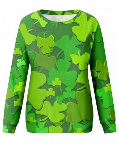 St Patrick's Day Sweatshirt Women Shamrock Crewneck Long Sleeve Shirt Casual Pullover Loose Clover St Patricks Day Sweatshirt...