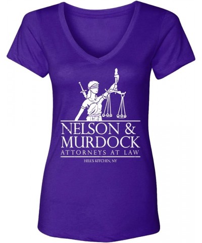 Nelson & Murdock Attorneys at Law - Comic Book Women's V-Neck T-Shirt Purple $9.64 T-Shirts