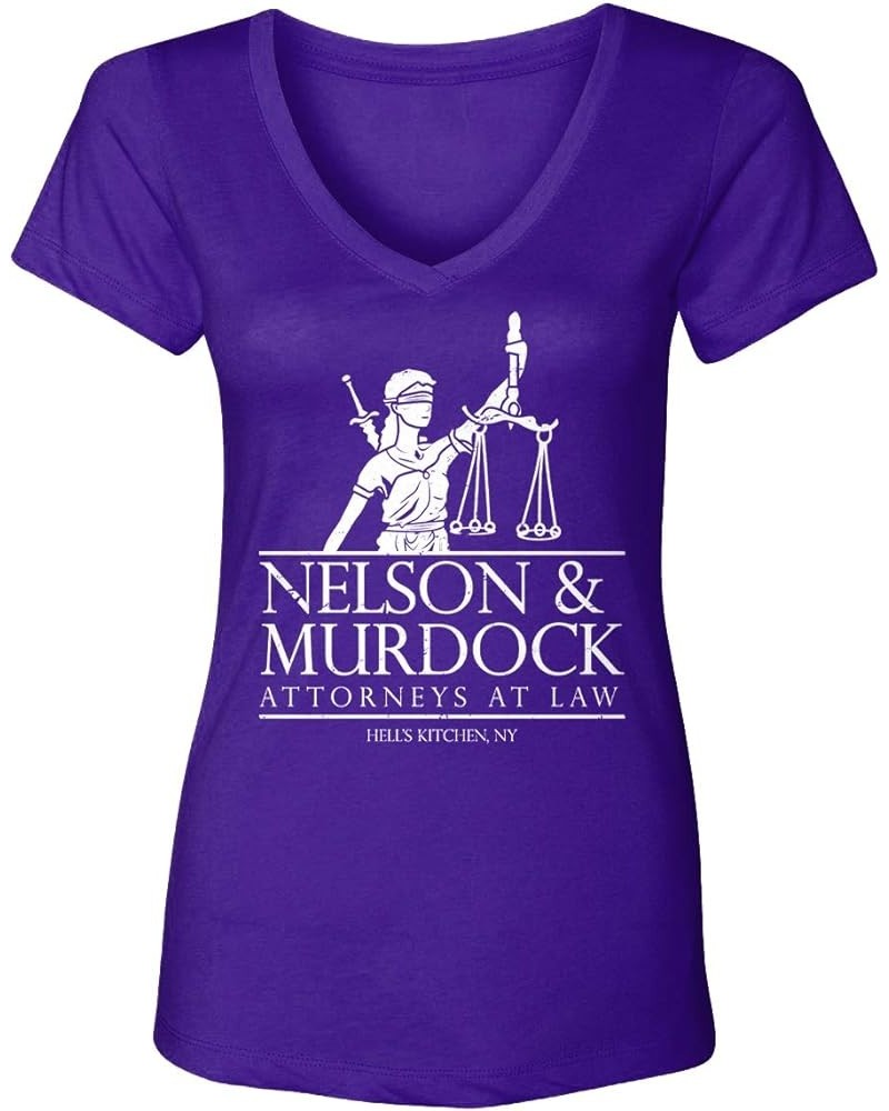 Nelson & Murdock Attorneys at Law - Comic Book Women's V-Neck T-Shirt Purple $9.64 T-Shirts