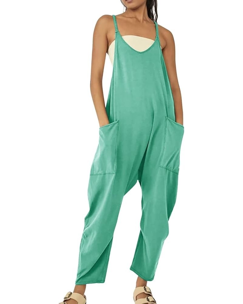 Womens Overalls Womens Casual Overalls Baggy Wide Leg Jumpsuits Bib Pants with Pockets Womens Rompers for Summer Z7-mint Gree...