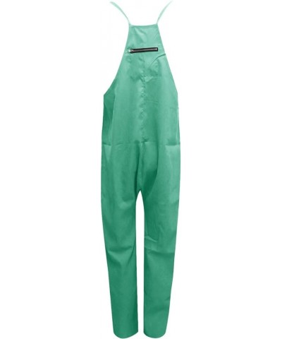 Womens Overalls Womens Casual Overalls Baggy Wide Leg Jumpsuits Bib Pants with Pockets Womens Rompers for Summer Z7-mint Gree...