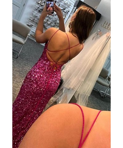 Spaghetti Straps Prom Dress with Slit Womens Dresses Long Evening Party Formal Gowns Sequin Prom Dresses Ocean Blue $27.53 Dr...