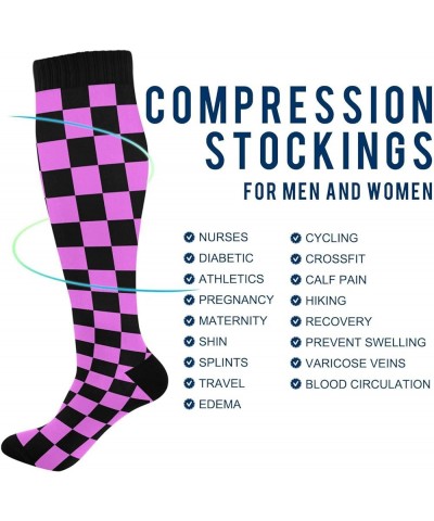 Ribbon Compression Socks for Women Men Stockings Circulation Support Socks Running Cozy Socks for Flights Gym Travel G-017 $1...