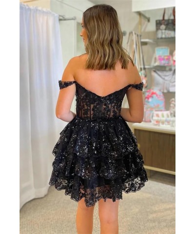 Lace Short Homecoming Dresses for Teens Tiered Sparkly Sequin Corest Prom Party Gown for Women Dusty Blue $29.25 Dresses