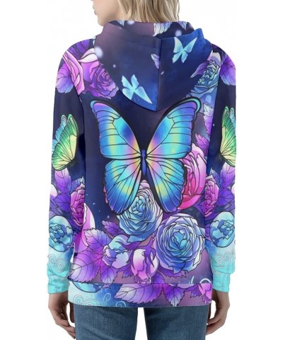 Women Full Zip Sweatshirts Trendy Cute Hoodies for Girls Size XS-5XL Butterfly Roses $15.40 Hoodies & Sweatshirts