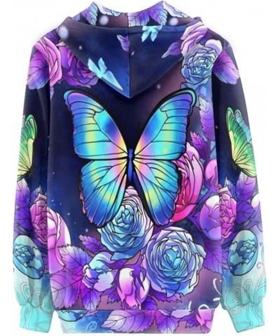 Women Full Zip Sweatshirts Trendy Cute Hoodies for Girls Size XS-5XL Butterfly Roses $15.40 Hoodies & Sweatshirts