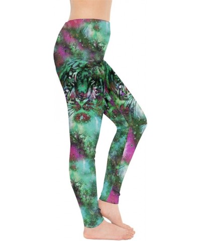 Womens Animal Unicorn Cats Fancy Outer Space Galaxy Wonderland Castle Stretchy Leggings, XS-5XL Colorful $13.02 Leggings