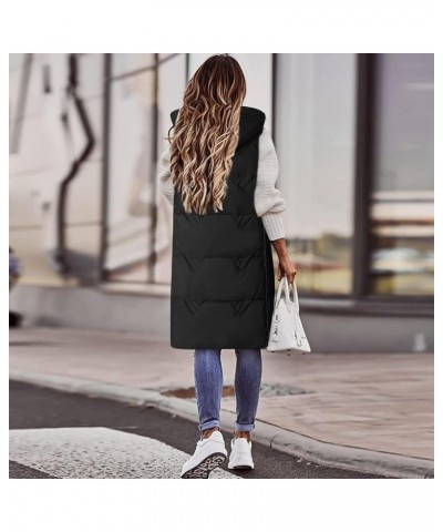 Down Vest for Women Long Winter Coat Vest with Hood Plus Size Sleeveless Warm Down Coat Quilted Down Jacket Outdoor Fblack $1...