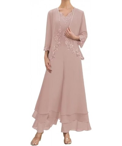 Chiffon Mother of The Bride Pant Suits for Women Dressy Wedding Guest Dresses with Jackets Blush $33.14 Dresses