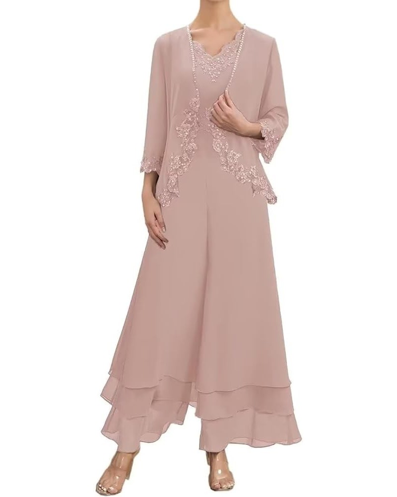 Chiffon Mother of The Bride Pant Suits for Women Dressy Wedding Guest Dresses with Jackets Blush $33.14 Dresses