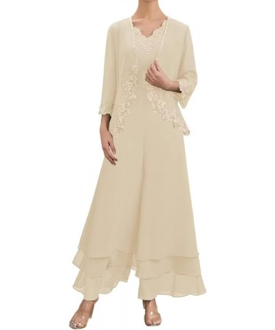 Chiffon Mother of The Bride Pant Suits for Women Dressy Wedding Guest Dresses with Jackets Blush $33.14 Dresses