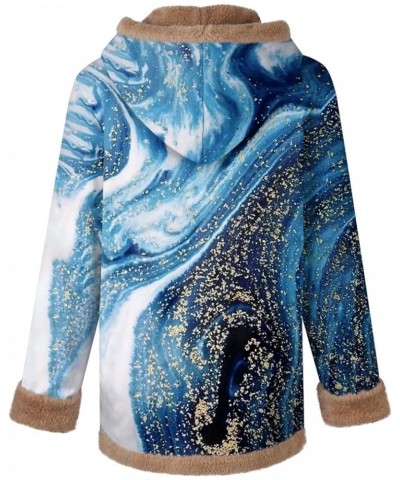 Women's Sueteres Para Mujeres Calientitos Winter Hat Cuffs Edge Velvet Thickened Print Hooded Jacket, M-3XL 4-dark Blue $14.5...