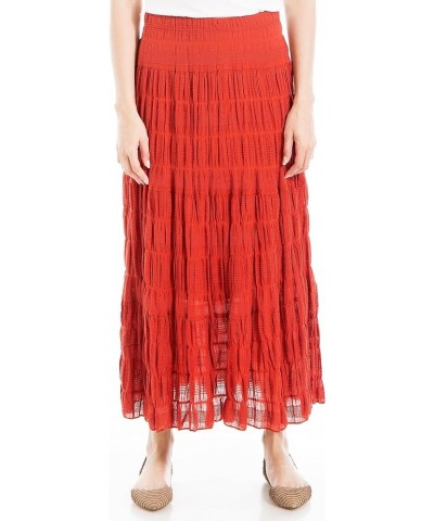 Women's Texture Cotton Maxi Skirt Terracotta $18.59 Skirts