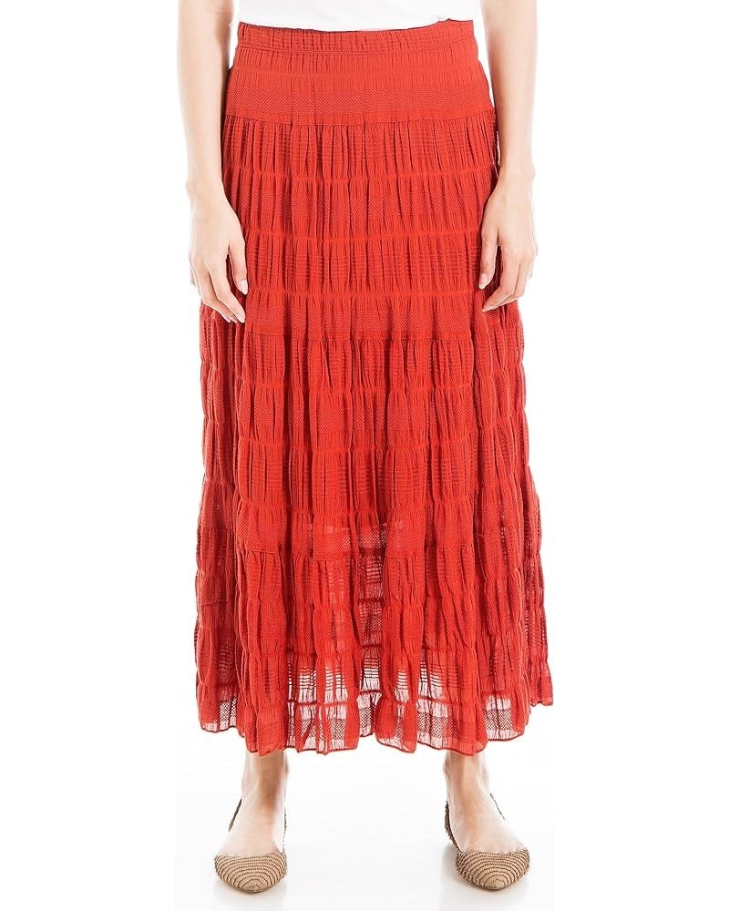 Women's Texture Cotton Maxi Skirt Terracotta $18.59 Skirts