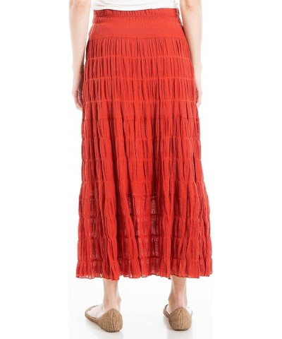 Women's Texture Cotton Maxi Skirt Terracotta $18.59 Skirts