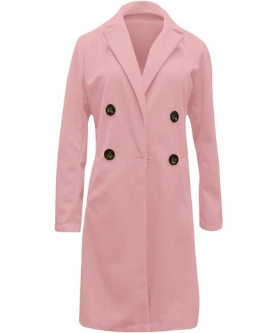 Women's Basic Essential Double Breasted Midi Wool Blend Pea Coats 2022 Blazer Jackets for Women Winter Coat 02-pink $7.94 Coats