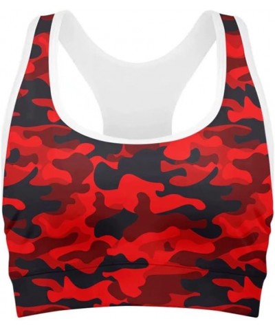 Women Yoga Sports Bra Wireless High Support Seamless Quick Dry Workout Tank Tops for Gym Running Swimming Red Camouflage $11....