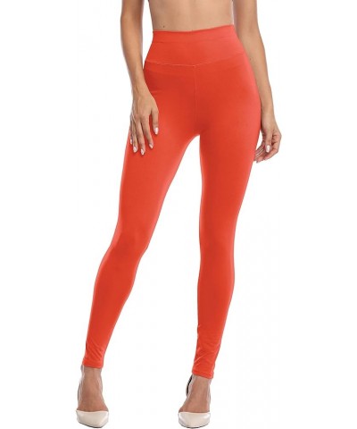 Womens High Waisted Leggings Waist Control Yoga Pants Workout Tights Super Soft Trousers Orange $8.39 Leggings