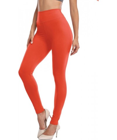 Womens High Waisted Leggings Waist Control Yoga Pants Workout Tights Super Soft Trousers Orange $8.39 Leggings