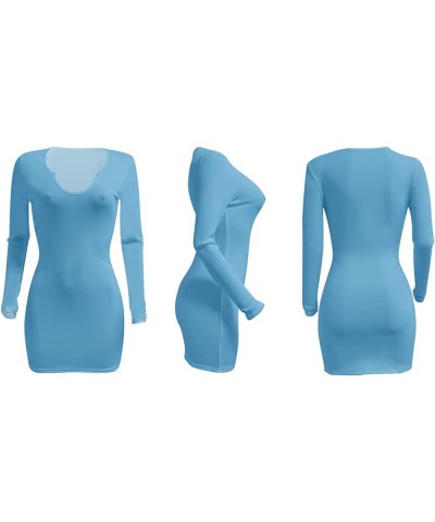 Bodycon Dresses for Women Sexy Ribbed Mini Tank Sleeveless V Neck Tight Summer Club Party Basic Women's Dresses Sky Blue $12....