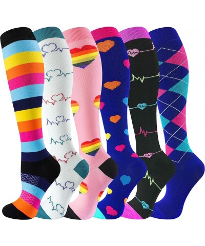 Compression Socks for Women & Men Circulation-6 Pairs 20-30mmhg Support Running Nurse Travel Compression Socks Multicolored 0...