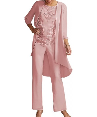 Jumpsuit/Pants Set Mother Dress Formal Wedding Guest Dresses Elegant Chiffon with Lace 2023 JS013 Blushing Pink $49.02 Dresses