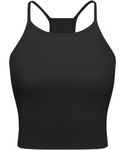 Ribbed Yoga Crop Tank Tops 2-3Pack Slim Fit Workout Camisole Black $5.69 Tanks