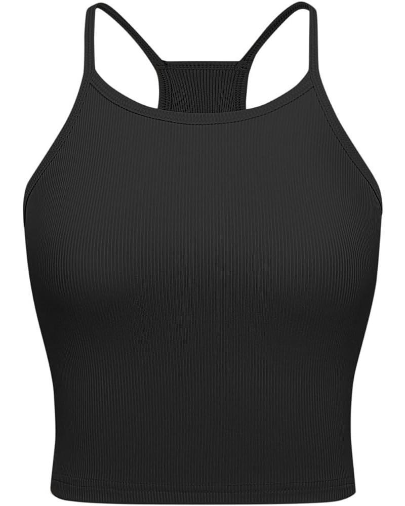 Ribbed Yoga Crop Tank Tops 2-3Pack Slim Fit Workout Camisole Black $5.69 Tanks