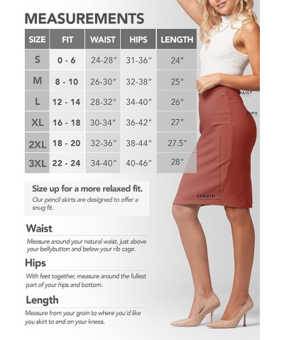 Premium Pencil Skirt for Women with Back-Slit - High Waist Bodycon Midi Skirts for Women - Business Wear to Work Classic Rust...