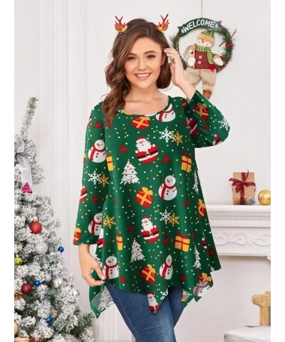 Plus Size Tops for Women 3/4 Sleeve Shirts Tunic Tops Loose Fit Basic Lady Clothes Flower45_christmas $11.93 Tops