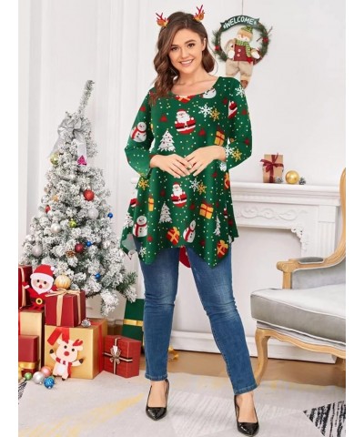 Plus Size Tops for Women 3/4 Sleeve Shirts Tunic Tops Loose Fit Basic Lady Clothes Flower45_christmas $11.93 Tops