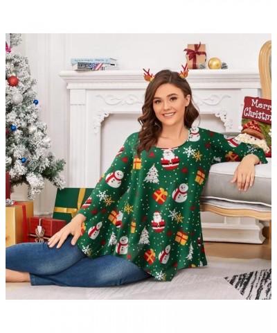 Plus Size Tops for Women 3/4 Sleeve Shirts Tunic Tops Loose Fit Basic Lady Clothes Flower45_christmas $11.93 Tops