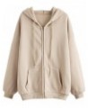 Women's Oversized Zip Up Hooded Sweatshirt Casual Plain Hoodie with Pockets Jacket Apricot $15.96 Hoodies & Sweatshirts