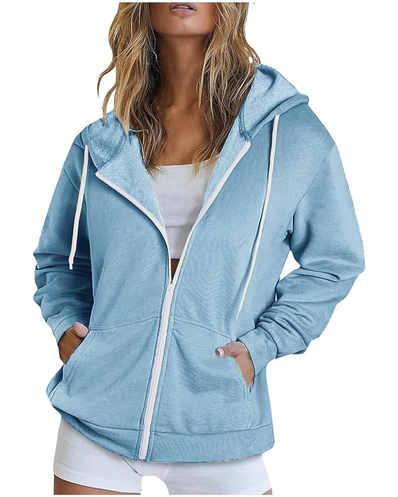 Lightweight Zip Up Hoodies For Women Fall Fashion Long Sleeve Hooded Sweatshirt With Pockets Thin Jacket y2k Clothes G012-lig...