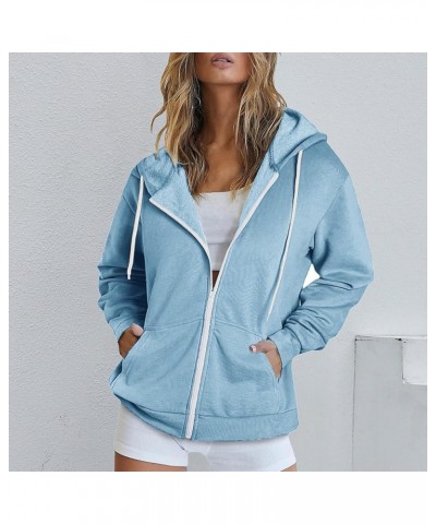 Lightweight Zip Up Hoodies For Women Fall Fashion Long Sleeve Hooded Sweatshirt With Pockets Thin Jacket y2k Clothes G012-lig...