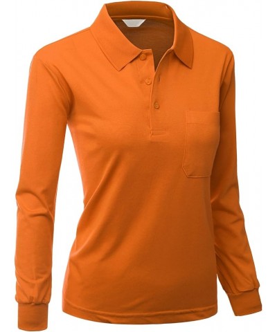 Women's Pique 180-200 TC Polo Dri Fit Collar T-Shirts Orange $11.28 Shirts